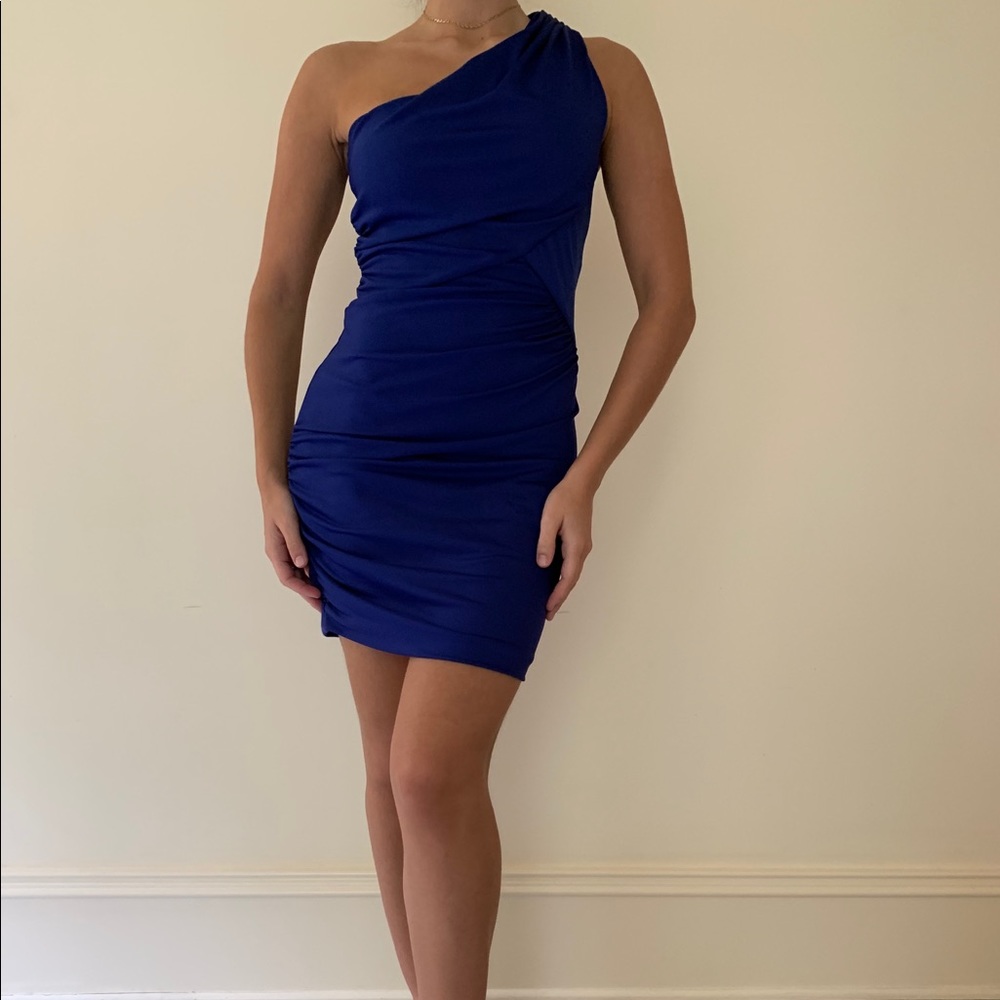G by Guess Cobalt Blue One Shoulder Mini Dress